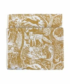 Furn Winter Woods Animals Jacquard Bath Towel - Ochre - 125cm X 70cm