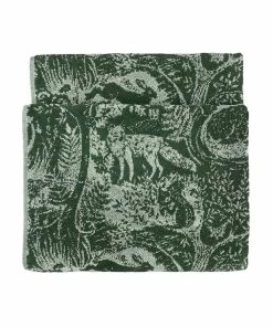 Furn Winter Woods Animals Jacquard Bath Towel - Emerald