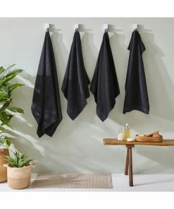 Furn Textured Weave Bath Towel - Black - 130 Cm X 70 Cm -Enchante Home-shop M05063238782174 3936898081