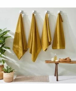Furn Textured Weave Bath Towel - Ochre - 130 Cm X 70 Cm -Enchante Home-shop M05063238782228 2173589311